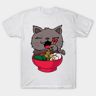 Cute & Funny Anime Kitty Ramen Kawaii Cat T-Shirt